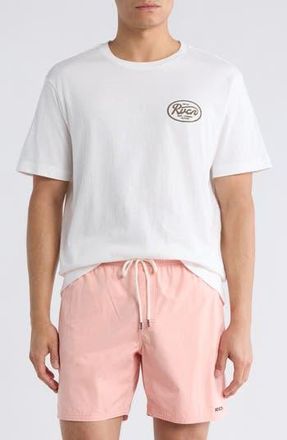 Rvca Oval Script Logo Cotton T-Shirt in Antique White at Nordstrom Rack, Size Medium