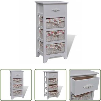 vidaXL vidaXL Cestelli - Mobiletto con 1 Cassetto e 3 Cestini Bianco Legno di Paulownia