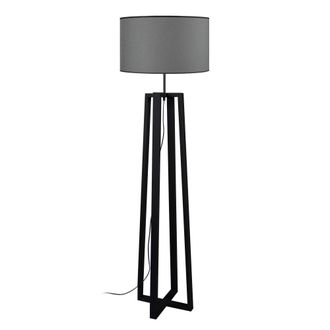 Tosel Lamp&aacute;ra de pie madera Alt.155cm negro ;Pantalla: gris