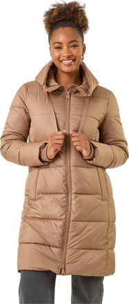 Roman Womens Longline Padded Hooded Coat - Mocha - Size 18 UK