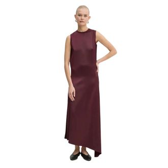 &Aacute;eron Asymmetrische Maxjurk - Dames - Maxi kleedjes - Bruin - XS - Polyester - Kleedjes