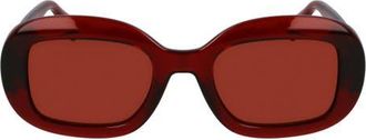Ferragamo Gancini 51mm Oval Sunglasses in Transparent Rust at Nordstrom