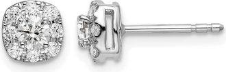 Diamond2Deal 14K White Gold 1/2 ct Lab Grown Diamond Cushion Halo Stud Earrings VS Clarity, G-H Color