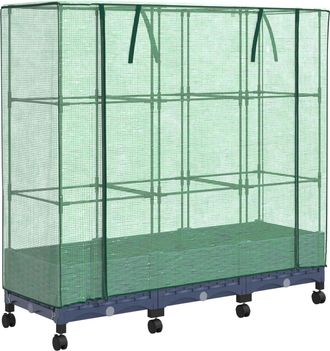 vidaXL Maceta De Jard&iacute;n Con Cubierta De Invernadero Y Ruedas 3 Uds. Pp Vidaxl