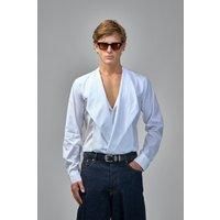 Dries Van Noten Curlbitt Bow Neck Cotton Poplin Shirt