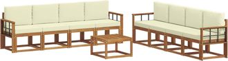 vidaXL Conjunto De Sof&aacute;s De Exterior 9 Uds. Natural Y Crema Vidaxl