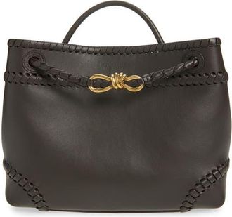 Bottega Veneta Borsa Whipstitch Leather Shoulder Bag in 2009 Espresso-M Brass at Nordstrom