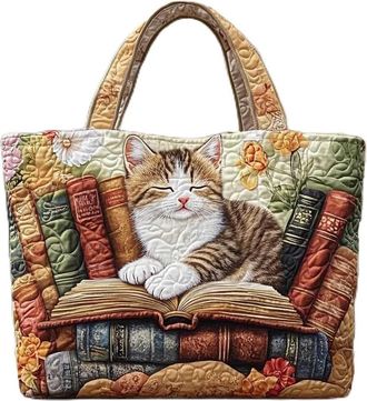 Generic Vintage Quilted Tote Bag for Women Large Cotton Puffer Shoulder Bag Ideal Valentines or Mothers Day Gift for Her Lightweight Floral Handbag for Spring