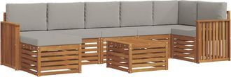 vidaXL Conjunto De Sof&aacute;s De Exterior 8 Uds. Gris Natural Y Claro Vidaxl