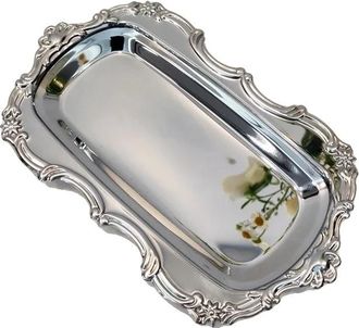 OEM Bandeja De Servir Con Dise&ntilde;o Vintage En Relieve, De Acero Inoxidable, Color Plata