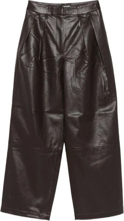 Frankie Shop Jeva Faux Leather Double Belt Loop Broeken - Dames - Broeken - Bruin - Maat: M Leer