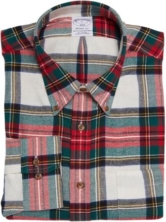 Brooks Brothers Regent Regular-fit Sport Shirt - Heren - Casual Overhemden - Rood - S - Katoen - Overhemden