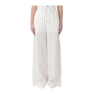 Liu Jo Wide Trousers, female, White, Size: XL Pantaloni in misto lino