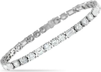 Luxury Bazaar 18K White Gold 13.10ct Diamond Tennis Bracelet ALB-18152-4