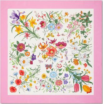 Gucci Printed Silk Twill Carr&eacute;, White, Silk