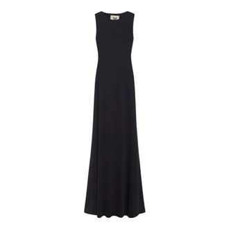 Aniye By Mouwloze Maxi Jurk met Gedrapeerde Cut-Out Rug - Dames - Jurken - Zwart - Maat: M Polyamide