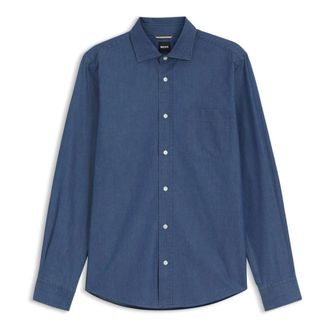 HUGO BOSS Heritage Shirt - Heren - Casual Overhemden - Blauw - 2XL - Denim - Overhemden