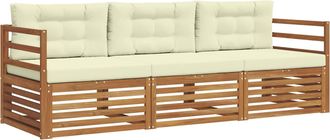 vidaXL Vidaxl Conjunto De Sof&aacute;s De Exterior 3 Uds. Natural Y Crema