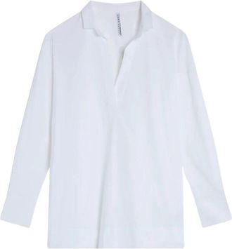 Liviana Conti Oversized katoenen blouse met V-hals - Dames - Tunieken - Wit - XS - Katoen - Overhemden