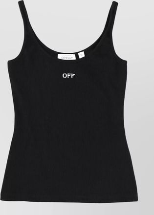 Off-white ribbed slim-fit tank top