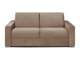 VENTE-UNIQUE.COM Sof&aacute; cama terciopelo 3 plazas beige 194x223cm