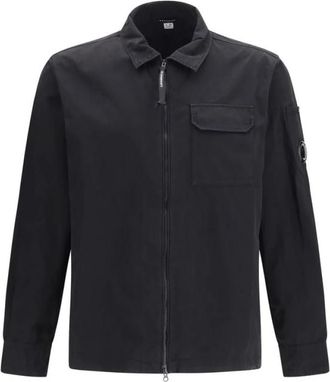 C.P. Company Gabardine Overshirt met Rits - Heren - Zomerjassen - Zwart - S - Katoen - Jassen