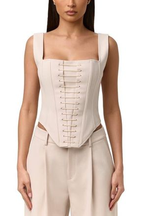 Naked Wardrobe Suiting Corset Top in Melange Beige at Nordstrom, Size X-Large