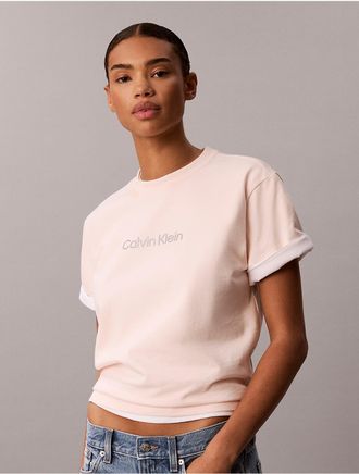 Calvin Klein Jeans Calvin Klein Womens Metallic Logo Boxy Tee - Orange - XL