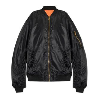 Balmain Bomber Jackets, male, Black, Size: 2XL Printed Nylon Bomber Jacket