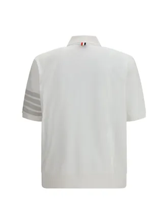 Thom Browne Striped Cotton Polo - White