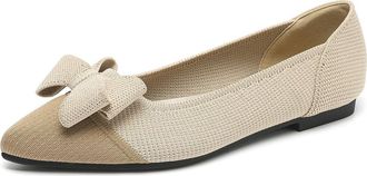 Generic Womens Latin Dance Shoes Womens Flats Shoes Pointed Slip On for Women Comfortable Elegant Dressy Toe Bow Knit Ballet Flat, 5 UK Blue Comfortable Pract