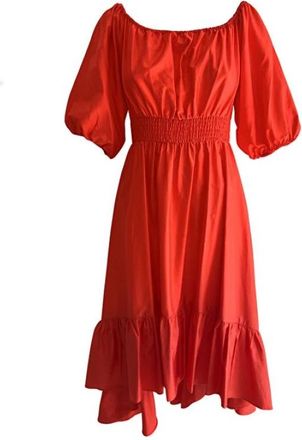 Kocca Zomerjurk met ruches - Dames - Korte kleedjes - Rood - XS - Katoen - Kleedjes