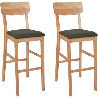 Beliani Conjunto De 2 Sillas De Bar Asiento Tapizado Madera Clara Verde Ambler