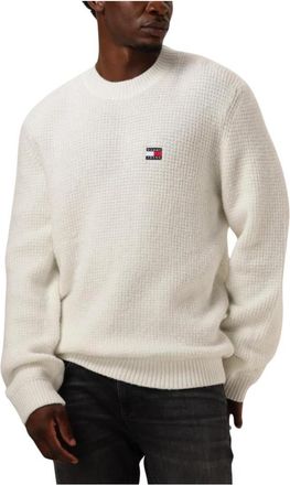 Tommy Jeans Heren Wafel Trui Casual Stijl - Heren - Ronde hals truien - Wit - XL - Truien & Vesten