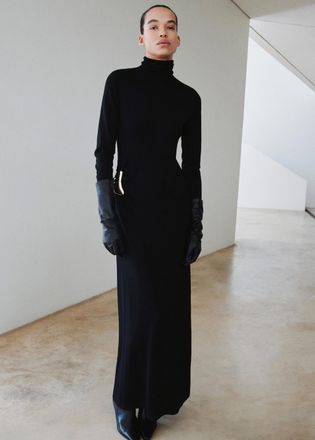 Mango Abito in maglia collo alto con broche nero - Donna - XS - MANGO