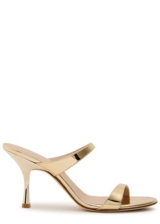 Stuart Weitzman Stuart Weitzman Nudist 85 Metallic Leather Mules - Gold - 40 (IT40/ UK7)