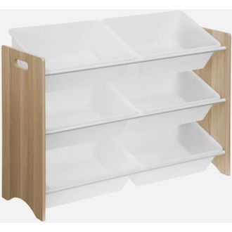 Sweeek Almacenamiento Infantil Para Juguetes, 6 Compartimentos, Tobias, Natural, 84x29.5x60 Cm