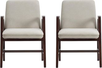 Manhattan Comfort Set Of 2 Stella Velvet Dining Armchairs With Beech Wood Legs