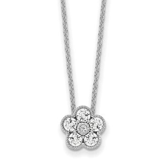 Diamond2Deal 14k Gold 1/2 Ct Lab Grown Diamond Floral Pendant Necklace 18 Clarity VS, Color D-E