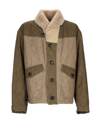 Isabel Marant Patchwork Brown Sports Jacket With Shearling Collar