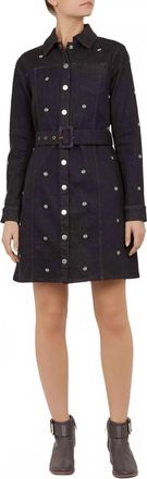 Ted Baker Embroidered Denim Dress In Mid-Wash