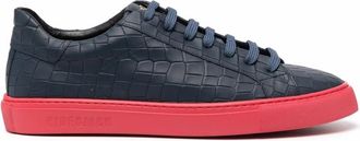 Hide & Jack Crocodile-embossed Low-top Leather Sneakers