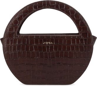Vix Black Crocodile Embossed Calf Leather Shoulder Bag