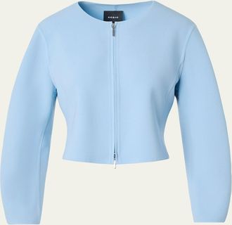 Akris Harriet Wool Crepe Crop Jacket