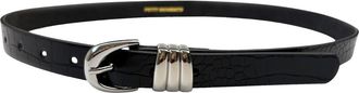 Petit Moments Trio Croc Embossed Faux Leather Belt in Black Croc/Silver at Nordstrom, Size X-Small