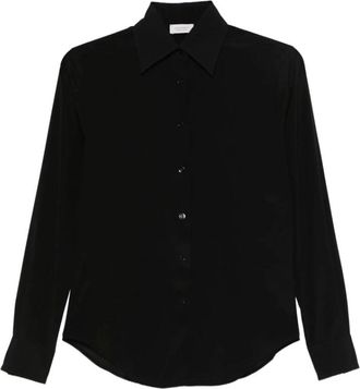 Mazzarelli Shirts, female, Black, 2XS, Black Point Collar Shirt