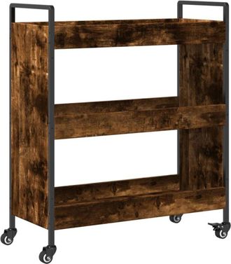 vidaXL Carrito de cocina madera ingeniería roble ahumado 70x30x82 cm vidaXL