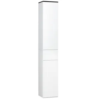 OEM Mobile Bagno Con Ripiano Regolabile, 2 Ripiani Chiusi E Un Cassetto In Legno, 30x28x180 Cm, Bianco