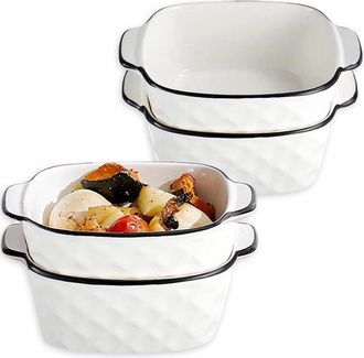 OEM Juego De 4 Fuentes Peque&ntilde;as De Cer&aacute;mica Para Horno - Sart&eacute;n Grill Apta Para Horno Con Asas