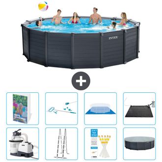 Intex Piscina Graphite Panel Redonda - 478x124 Cm - 9-piezas S583